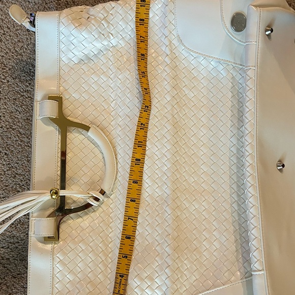 NEW Joy Mangano Drop Bag Tan Braided Faux Leather Oversize Carry On/Handbag. - Picture 9 of 12